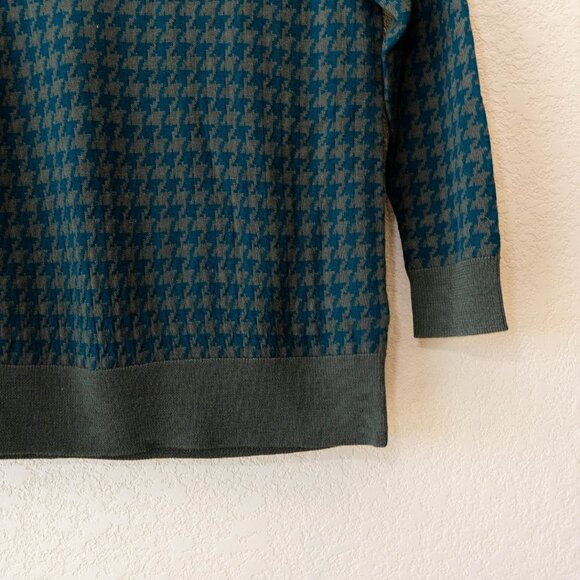 J.Crew NWT 100% Merino Wool Houndstooth Sweater Green Blue Crewneck XS $98 - Picture 6 of 12